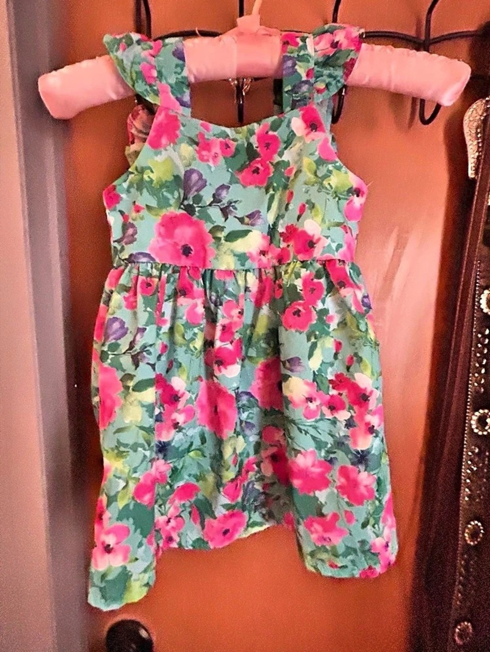 Matilda Jane Dress Romper Floral Romper in Green & Pink Size 3T Like New